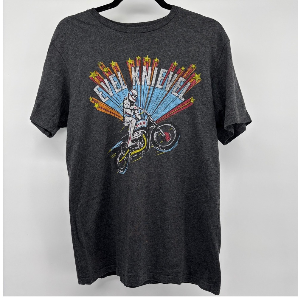 American Classics Men's Medium Evel Knievel Graphic Tee Charcoal Gray